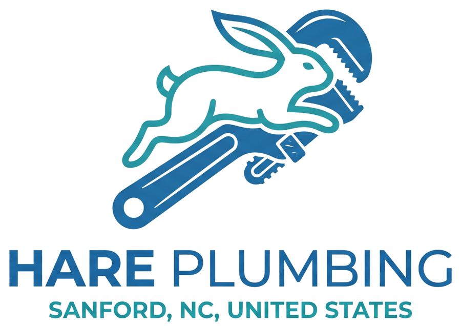 Hare Plumbing logo concept — pipe wrench